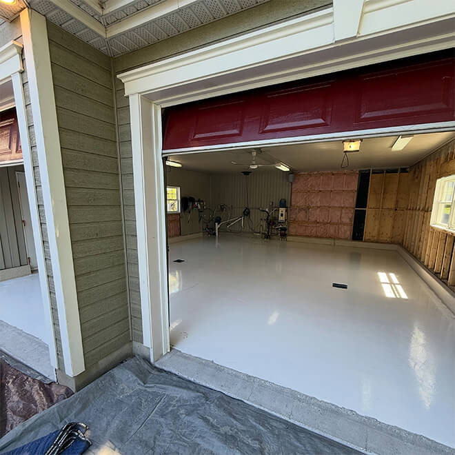 Réparation de plancher de garage Victoriaville (après les travaux).